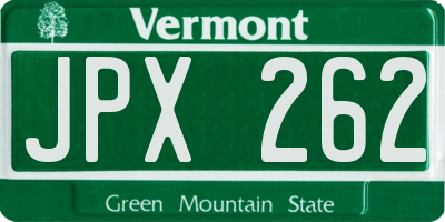 VT license plate JPX262