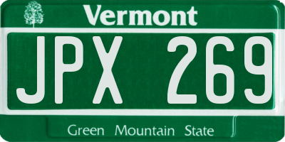 VT license plate JPX269