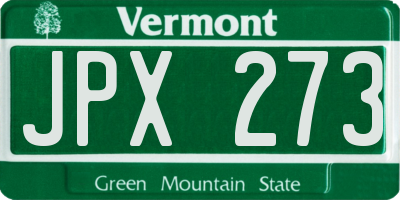 VT license plate JPX273