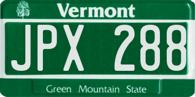 VT license plate JPX288
