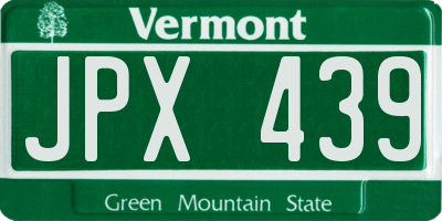 VT license plate JPX439