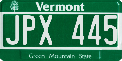 VT license plate JPX445