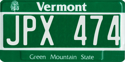 VT license plate JPX474