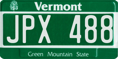 VT license plate JPX488