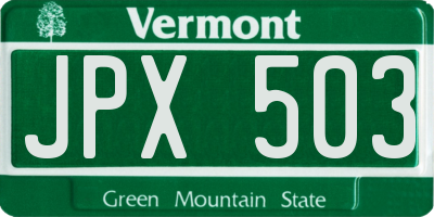VT license plate JPX503