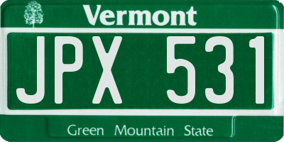 VT license plate JPX531