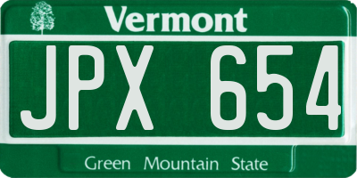 VT license plate JPX654