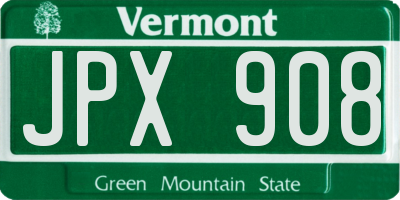 VT license plate JPX908