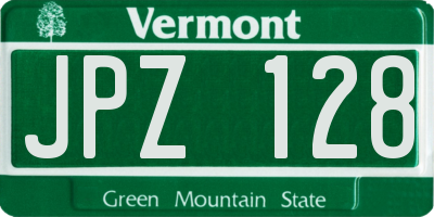 VT license plate JPZ128