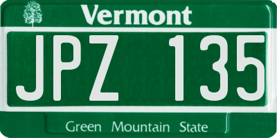 VT license plate JPZ135