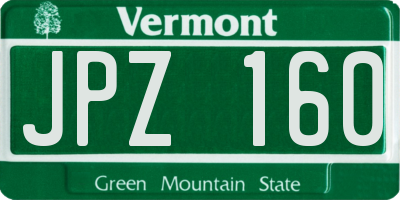 VT license plate JPZ160