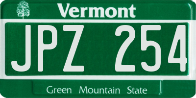 VT license plate JPZ254