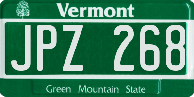 VT license plate JPZ268