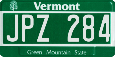 VT license plate JPZ284