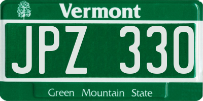 VT license plate JPZ330