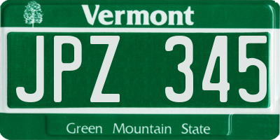 VT license plate JPZ345