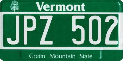 VT license plate JPZ502