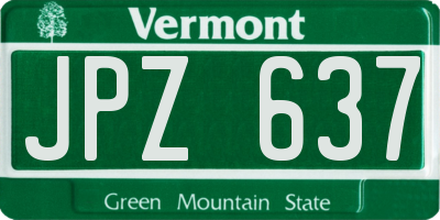 VT license plate JPZ637