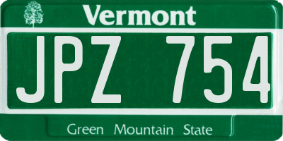VT license plate JPZ754