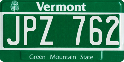 VT license plate JPZ762