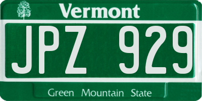 VT license plate JPZ929