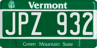 VT license plate JPZ932