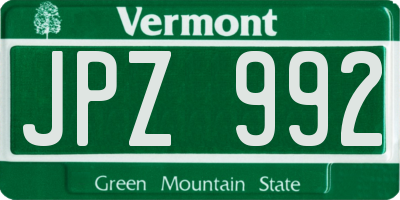 VT license plate JPZ992