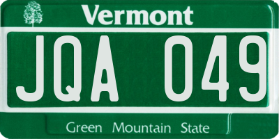 VT license plate JQA049