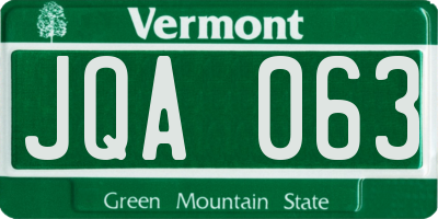 VT license plate JQA063
