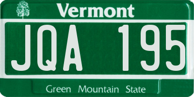 VT license plate JQA195