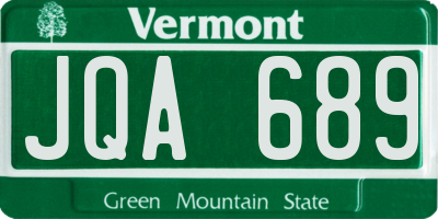 VT license plate JQA689