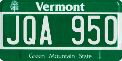 VT license plate JQA950