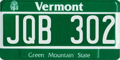VT license plate JQB302