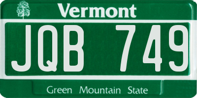 VT license plate JQB749