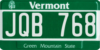 VT license plate JQB768