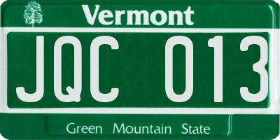 VT license plate JQC013