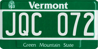 VT license plate JQC072