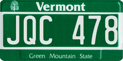 VT license plate JQC478