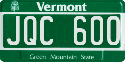 VT license plate JQC600