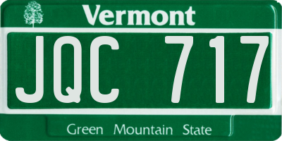 VT license plate JQC717
