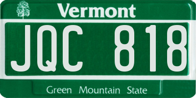 VT license plate JQC818