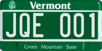 VT license plate JQE001