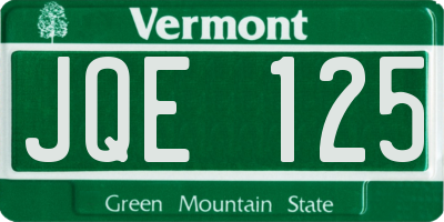 VT license plate JQE125