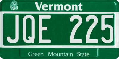 VT license plate JQE225