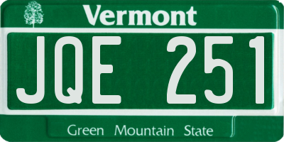 VT license plate JQE251