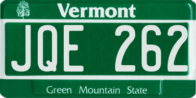 VT license plate JQE262