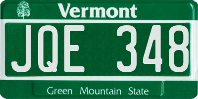 VT license plate JQE348