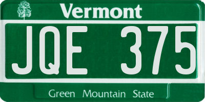 VT license plate JQE375