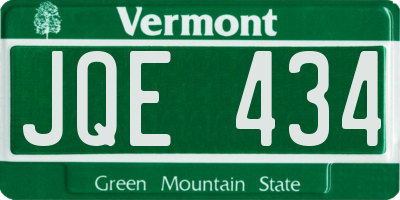 VT license plate JQE434