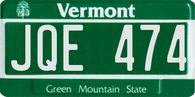 VT license plate JQE474